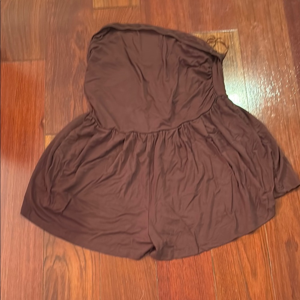 SHEIN Brown Strapless Romper